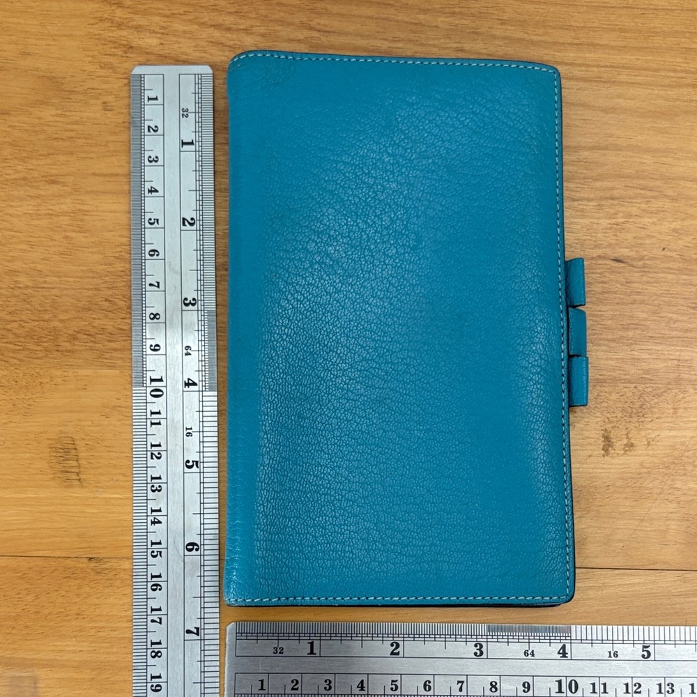 Hermès Chevre Mysore Leather Vision Agenda Cover Teal with Address Book VGUC - Picture 11 of 16